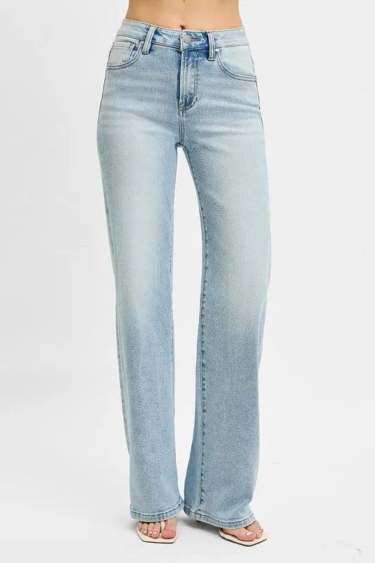 RISEN High Rise Wide Leg 90's Jeans MEDIUM - Fashorio