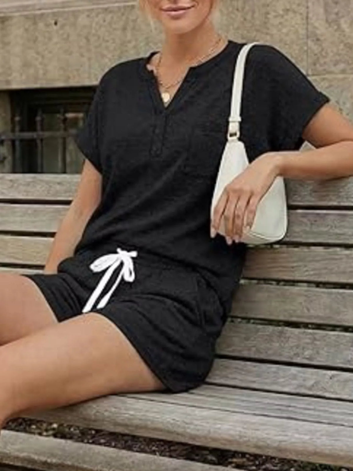 Short Sleeve Button Top and Shorts Set, view 9