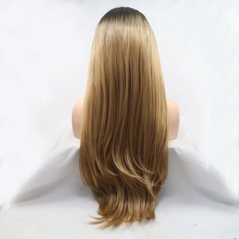 Lace front wig side profile showing straight length