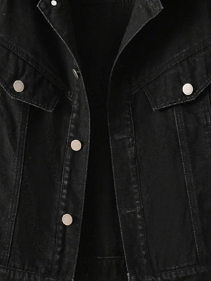 Button Up Long Sleeve Denim Jacket - Fashorio