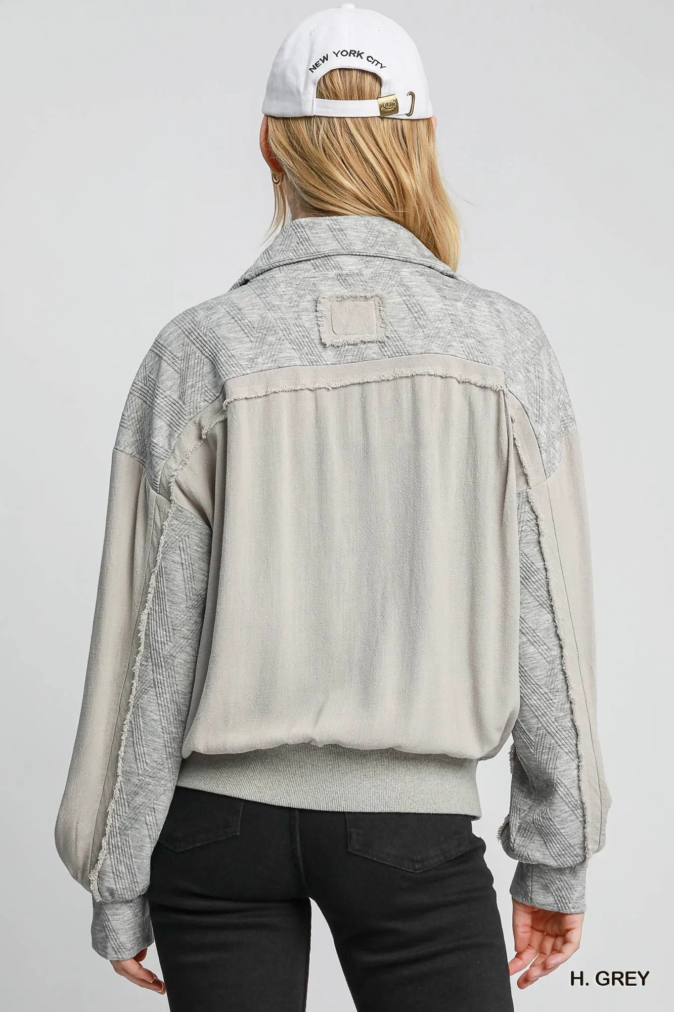Umgee Two-Way Jacquard Zip-Up Jacket – Stylish Lightweight Layering - Fashorio