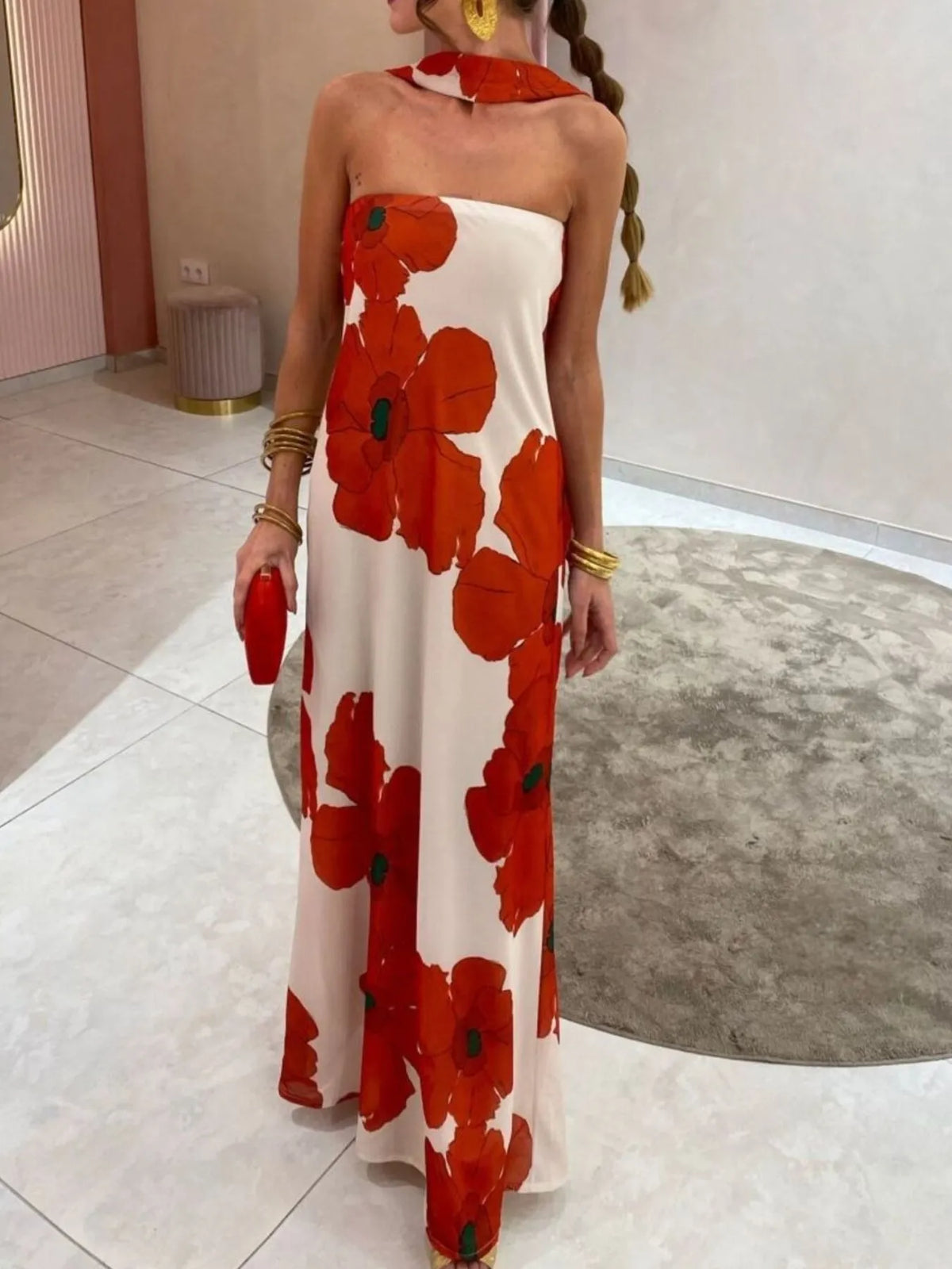 Printed tube maxi dress view 18
