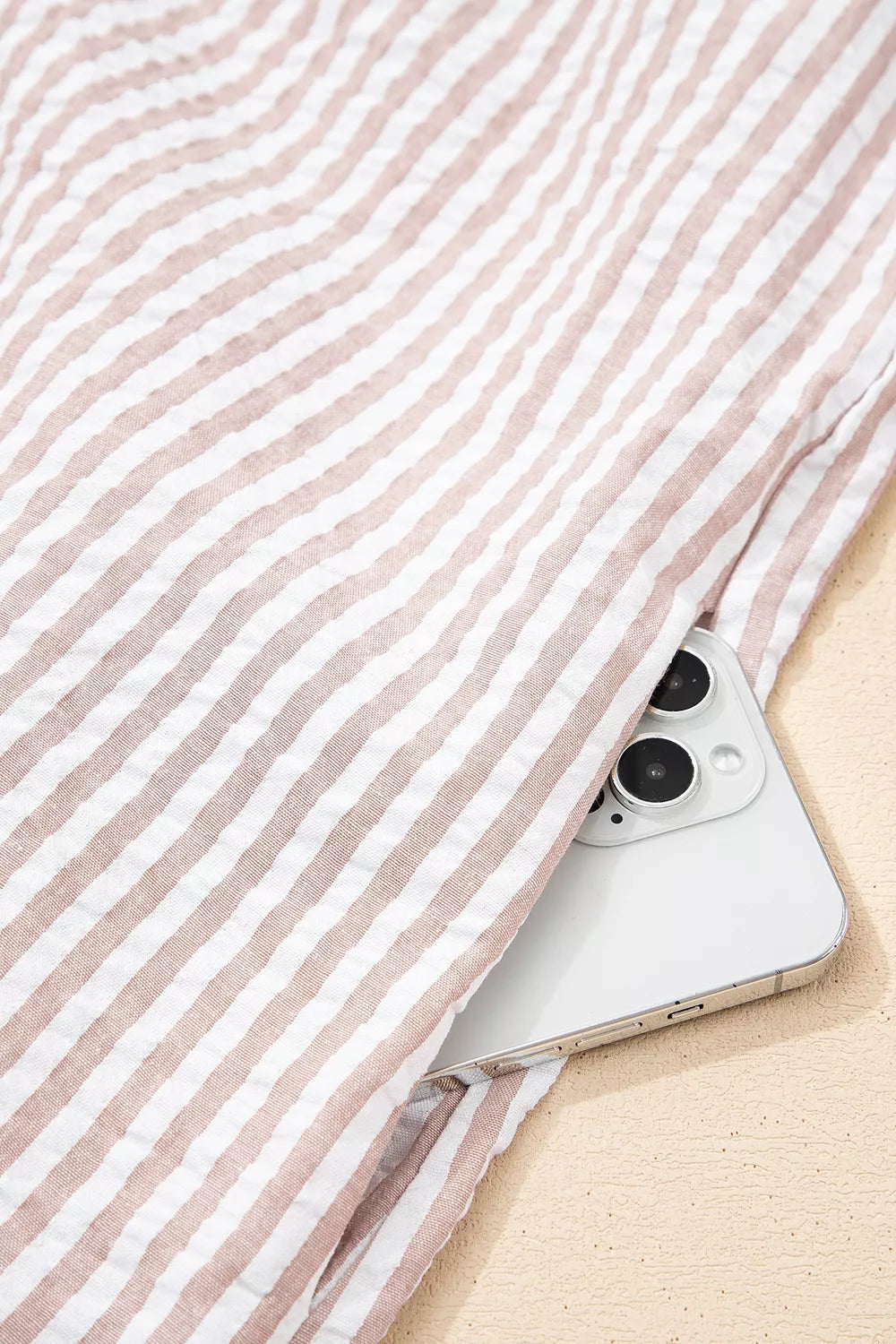Striped shirt dress hem and length view