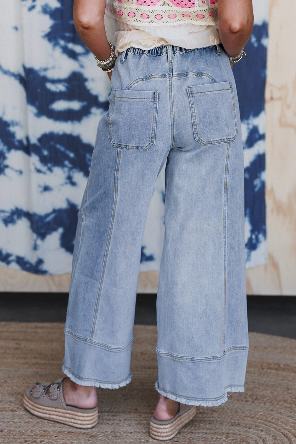 Gray wide leg denim jeans relaxed fit view