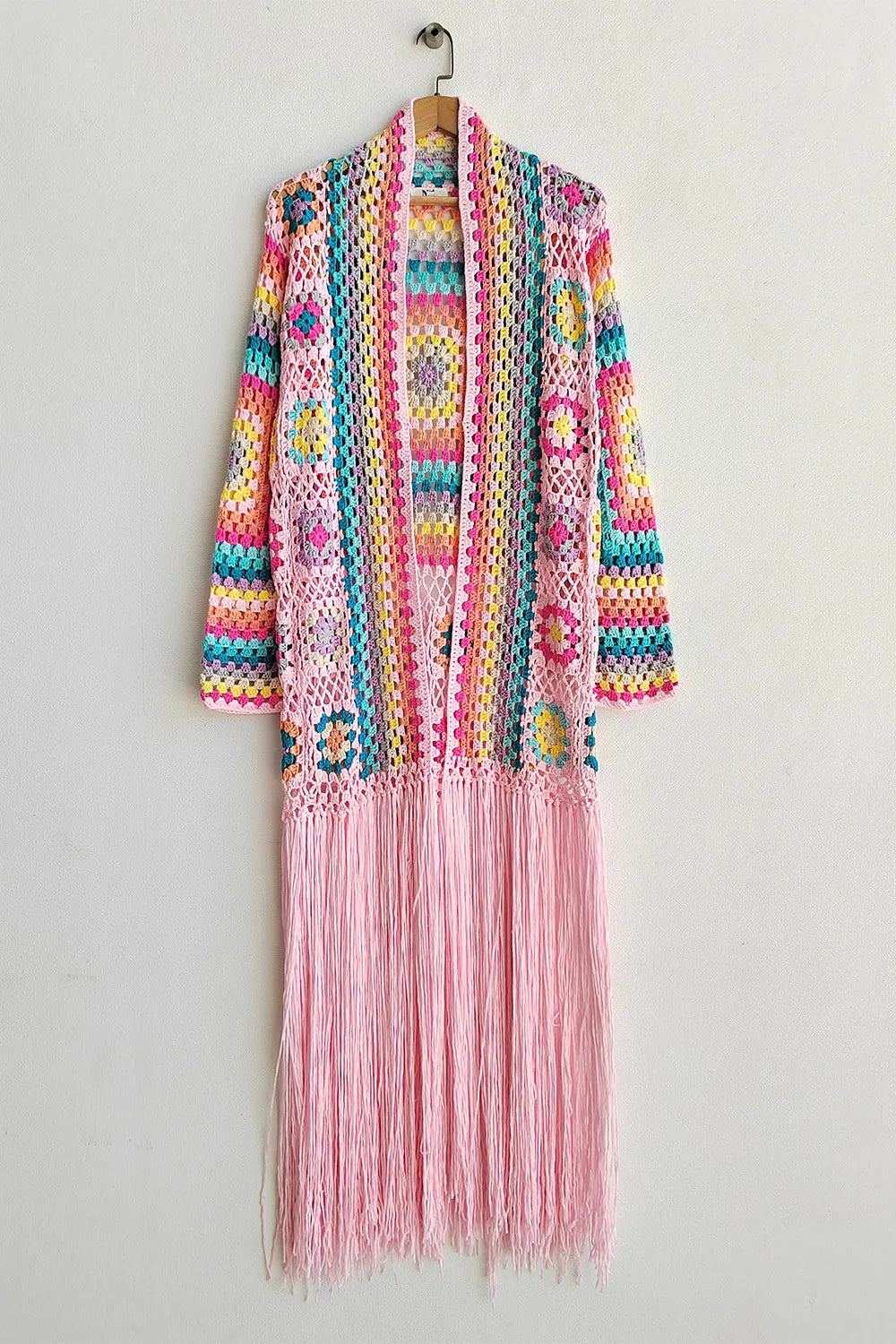 Fringe duster cardigan movement detail