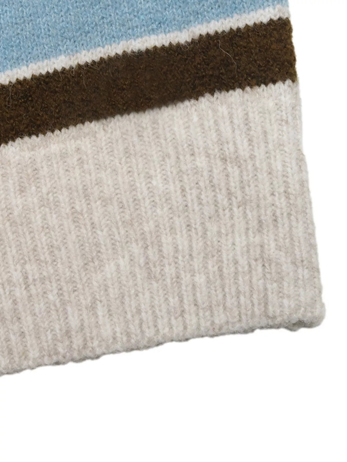 Striped Button Polo Collar Sweater in Blue view 9