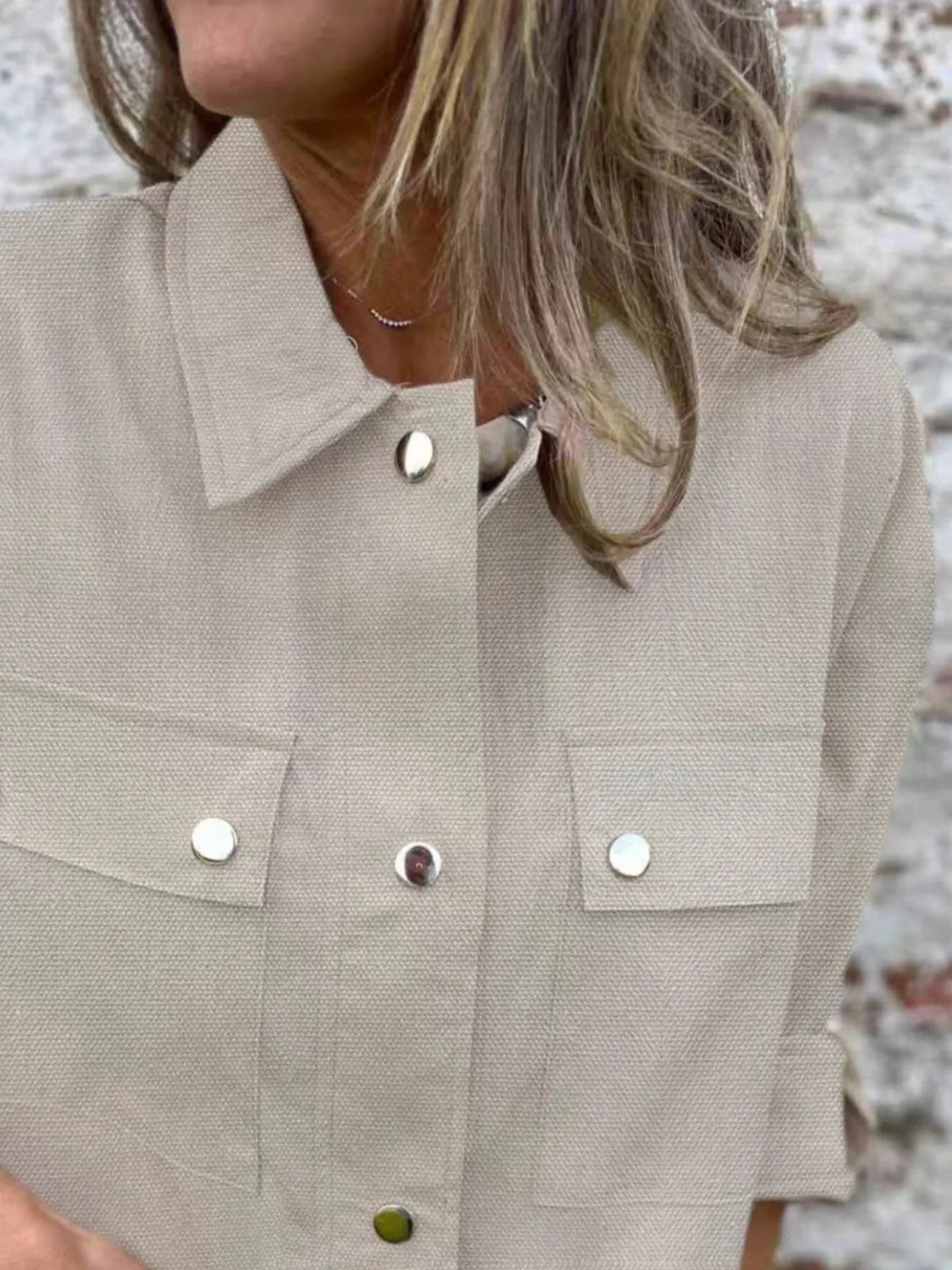 Women’s Utility Shacket with Snap Front and Pockets - Fashorio