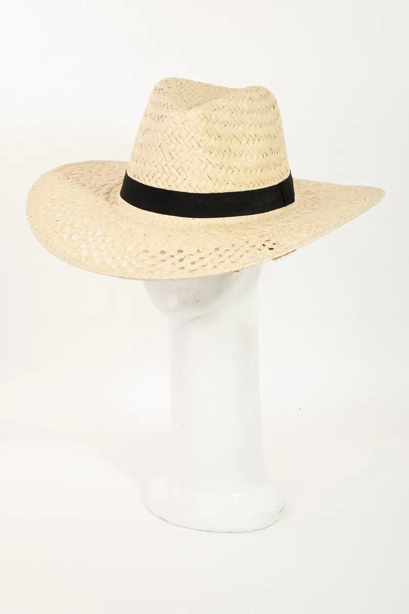 Fame Basket Weave Straw Sun Hat Iv One Size - Fashorio