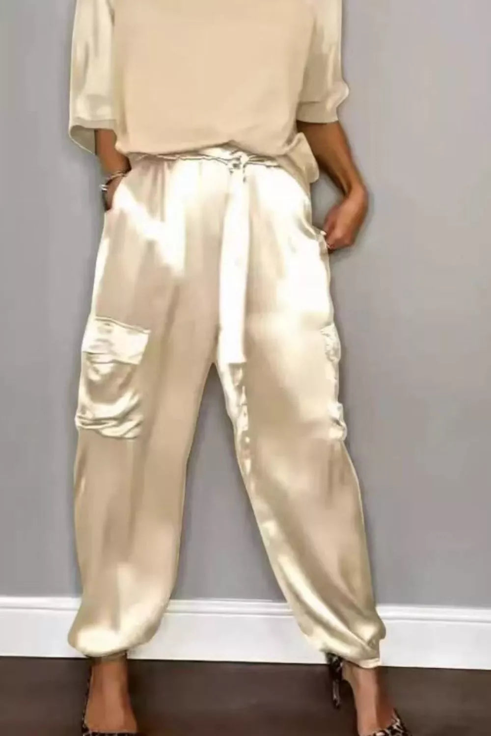 Satin two piece set flat lay
