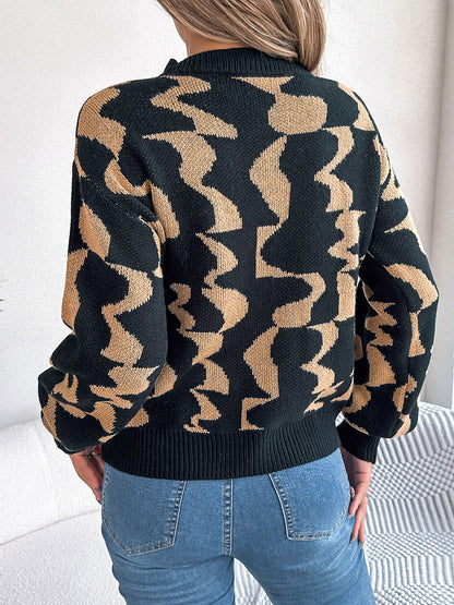 Round Neck Long Sleeve Sweater - Fashorio