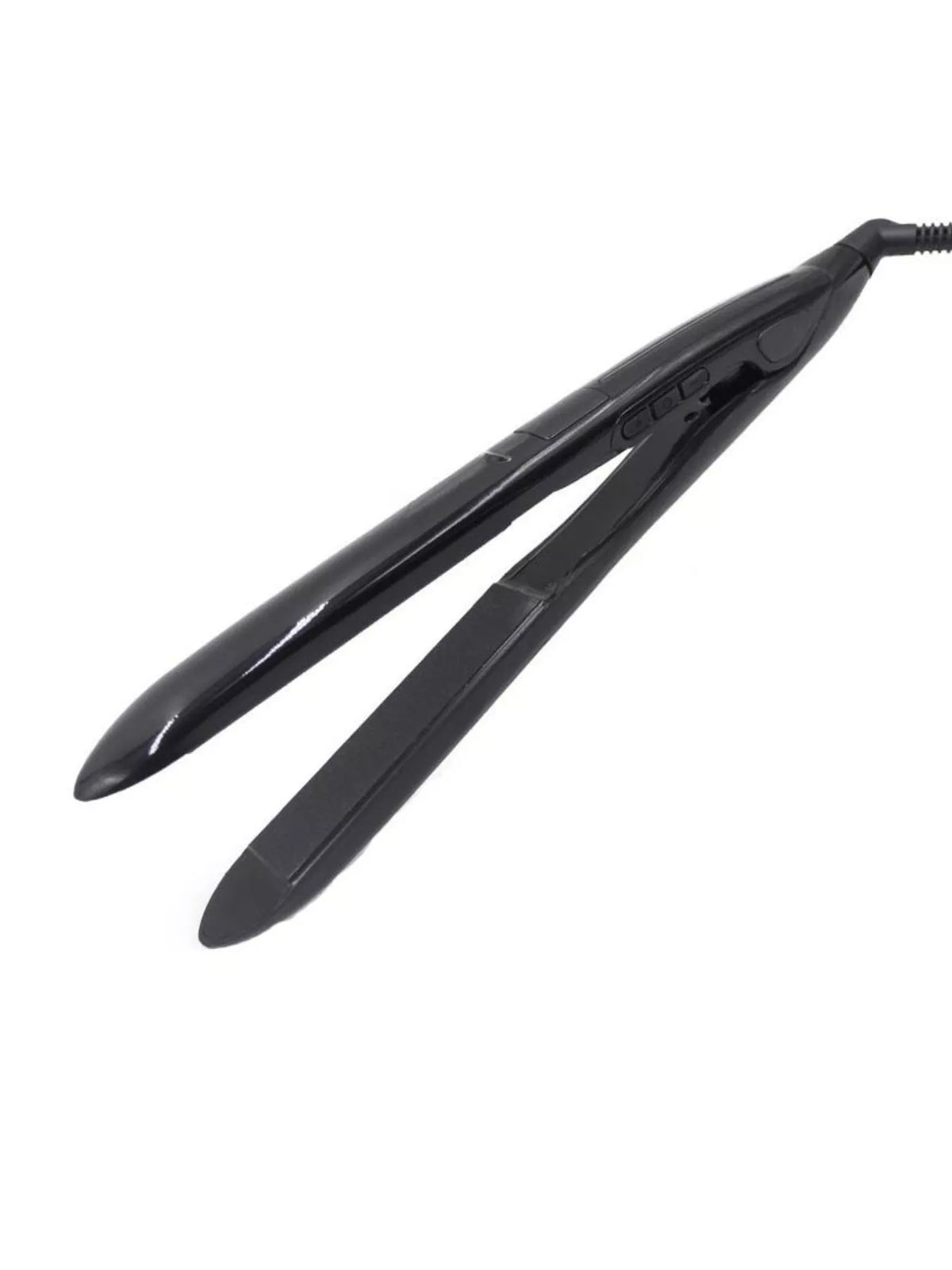 Black adjustable temperature hair straightener front view