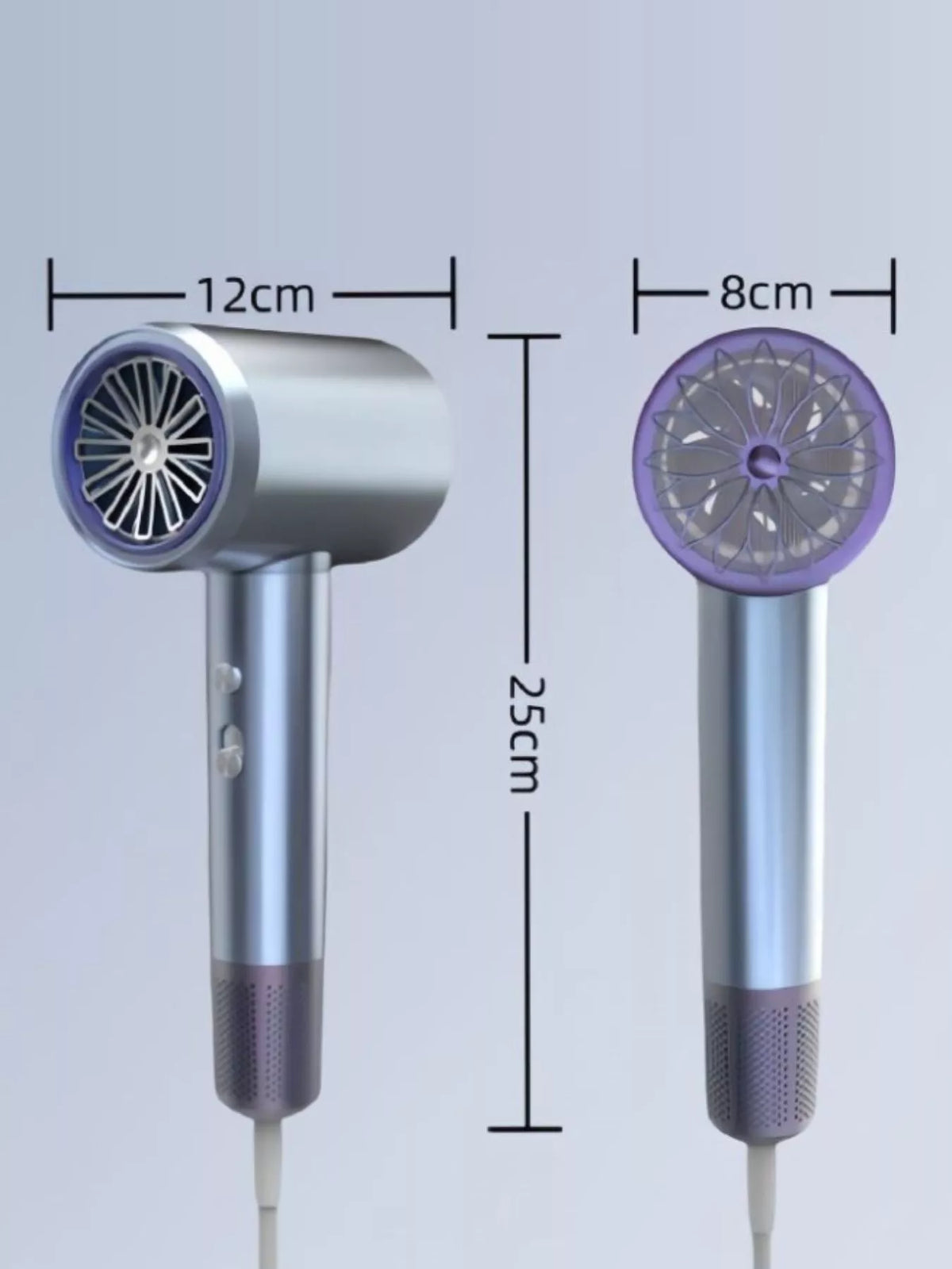 Blue light feature on the hair dryer