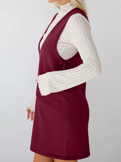 Sleeveless Knit Dress with Pockets - Fashorio