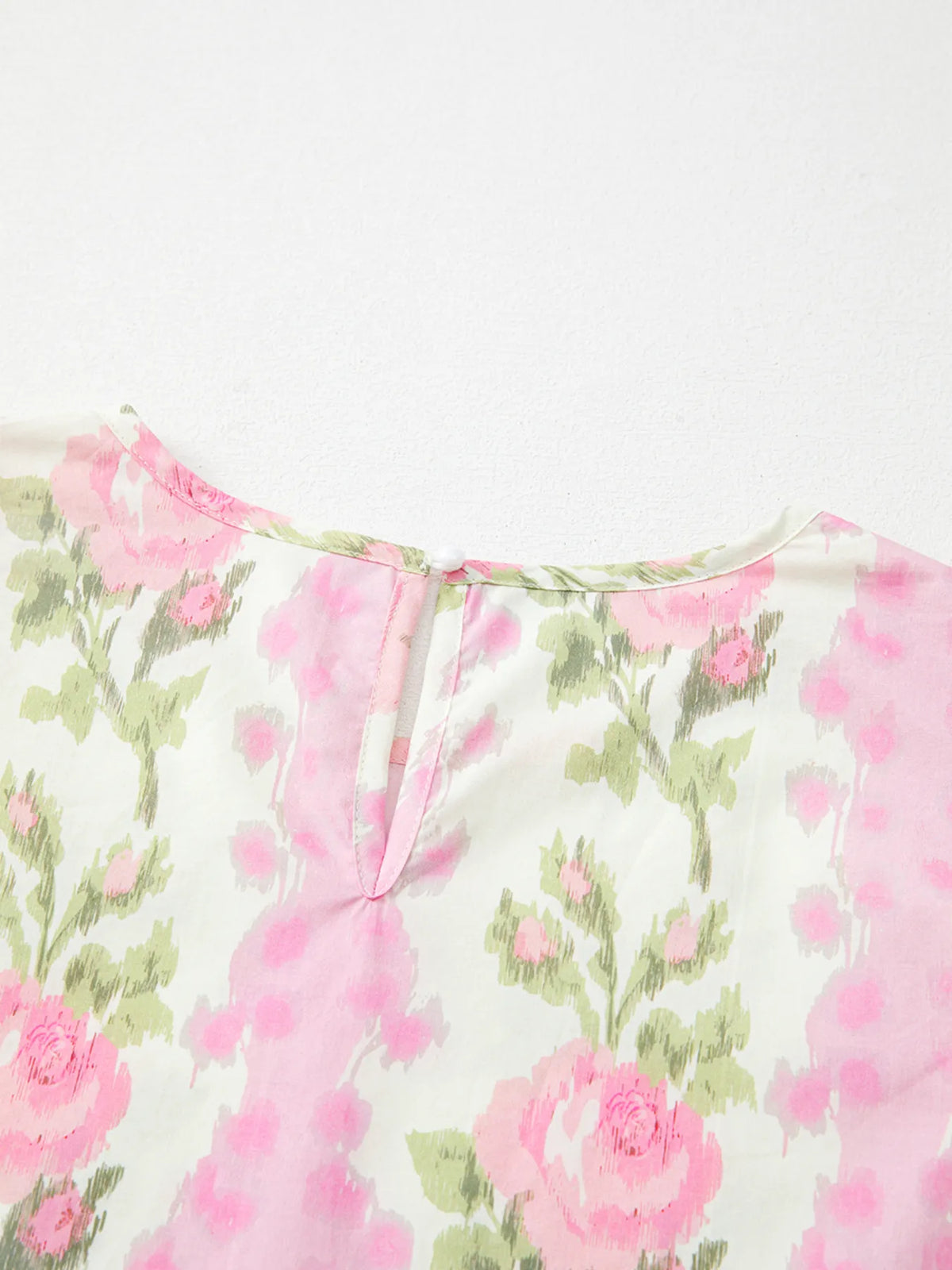 Floral print ruffled sleeve blouse full length view