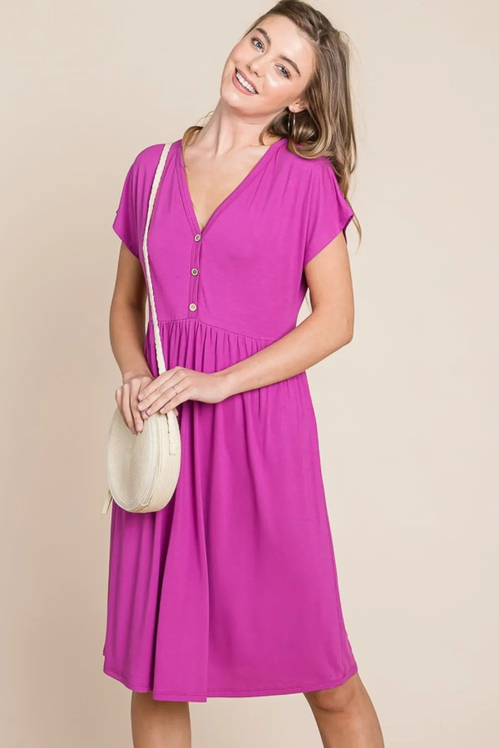 V Neck Short Sleeve Dress side view
