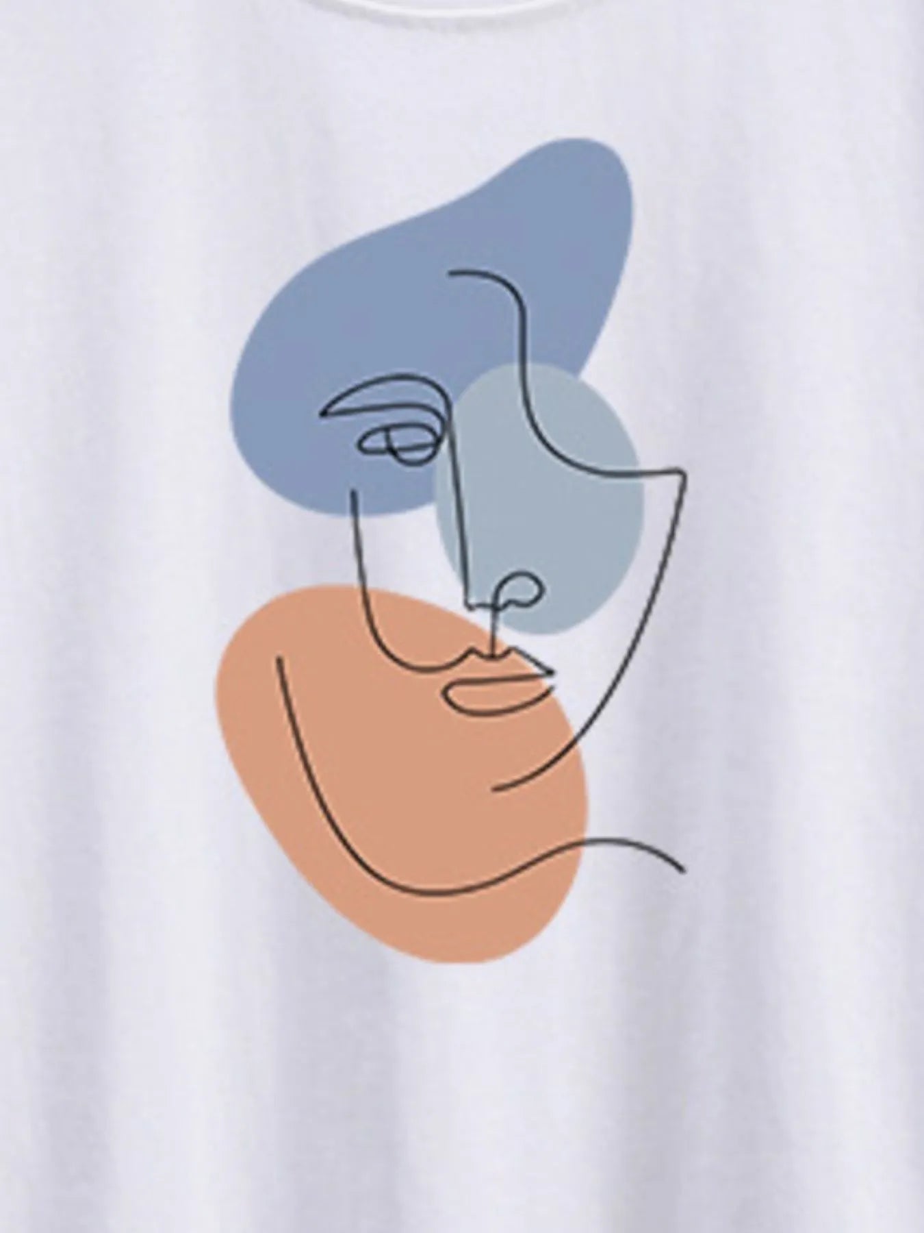 Abstract Face Graphic Casual Round Neck T-Shirt - Fashorio