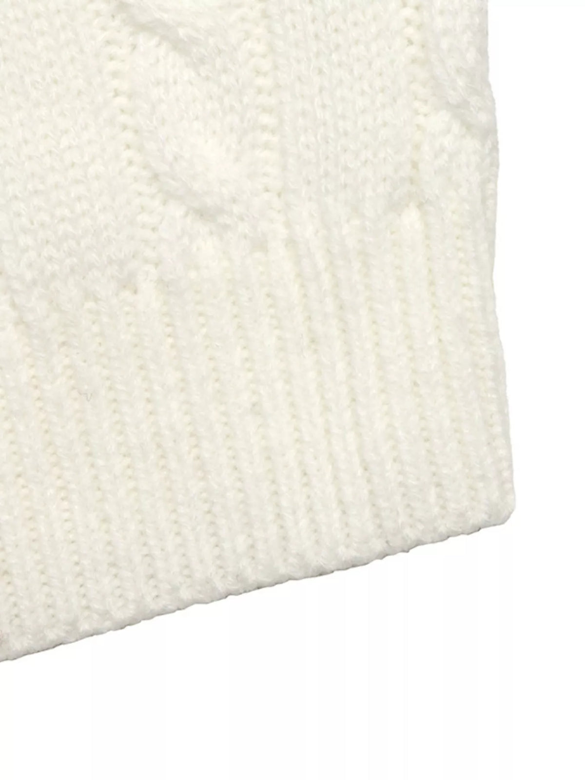 Cable Knit Long Sleeve Sweater in White view 9
