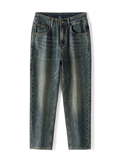 Men's Plus Size Washed Wide Leg Relaxed Fit Jeans - Fashorio