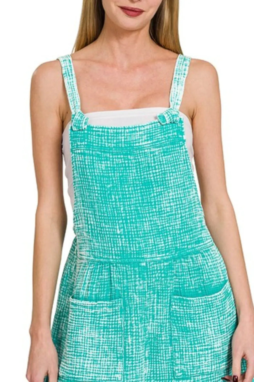 Woven Double Gauze Acid Washed Romper back view