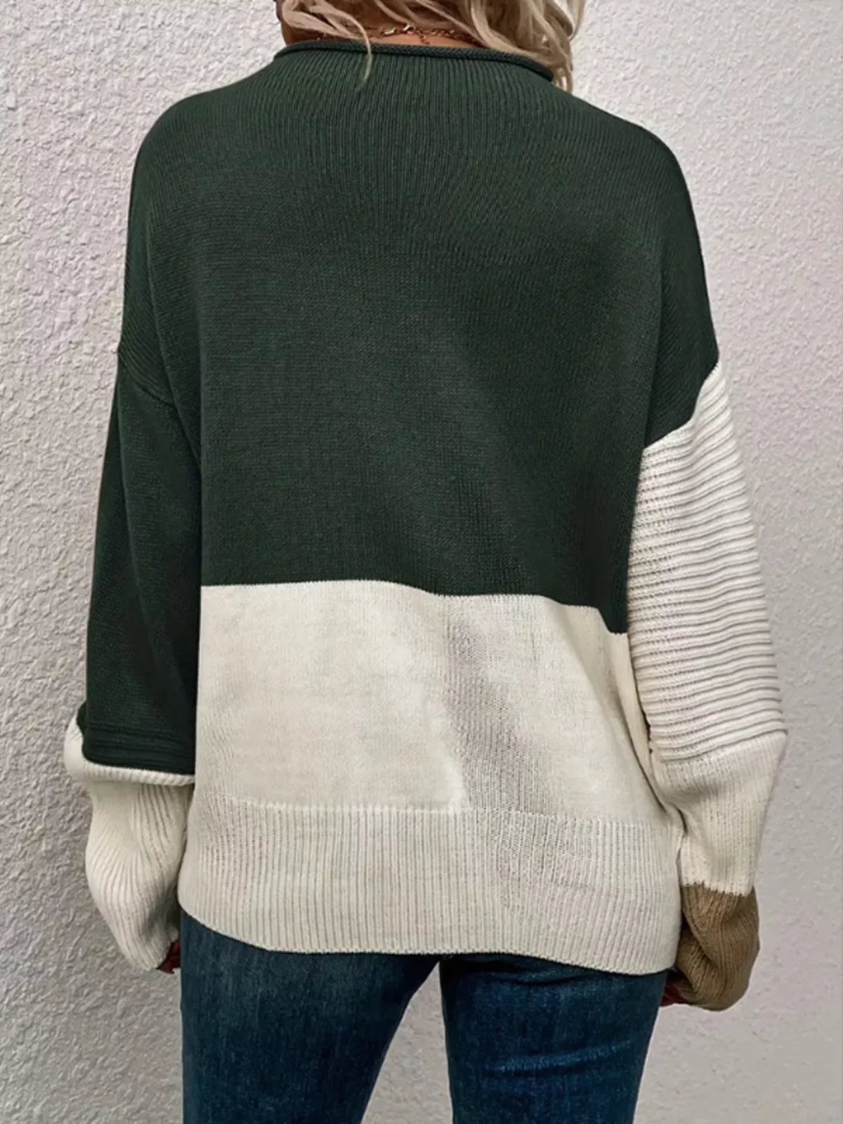 Color Block Ribbed Knit Sweater sleeve detail