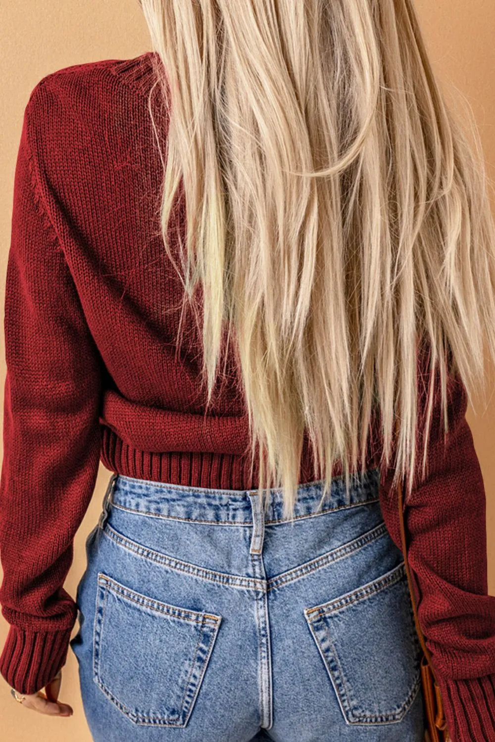 Cable-Knit Button Down V-Neck Cardigan - Fashorio