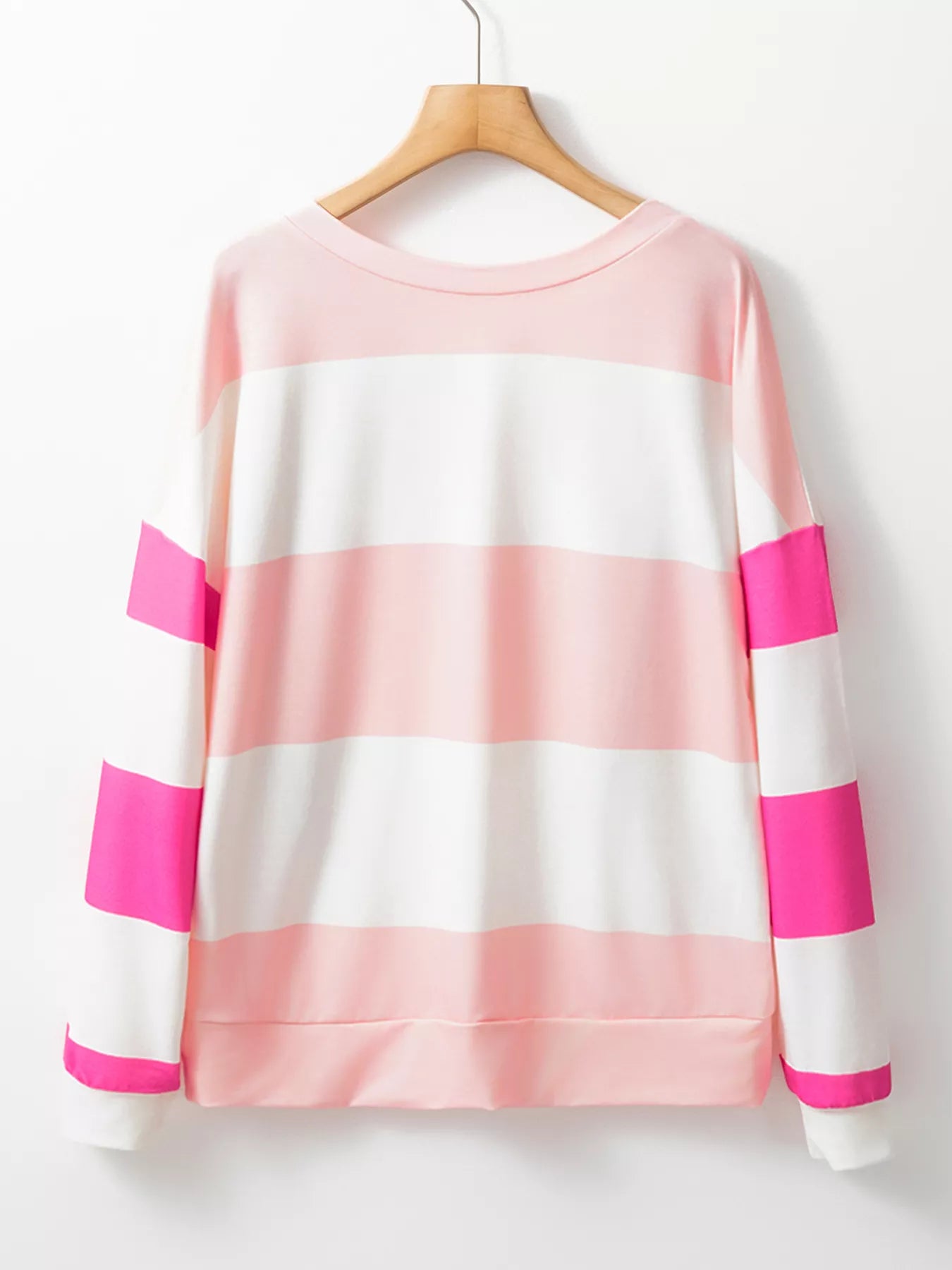 Color Block Drop Shoulder Long Sleeve Top - Fashorio