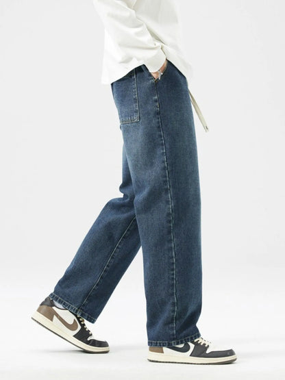 Men's Full Size Wide Leg Wash Jeans Plus Size - Fashorio