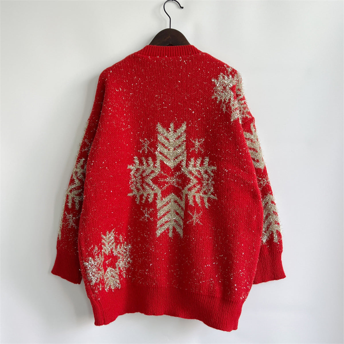 Snowflake Pattern Long Sleeve Sweater - Fashorio