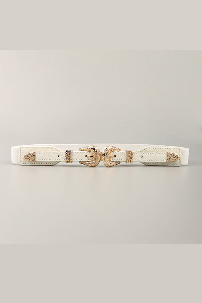 Double Buckle Elastic Belt White One Size - Fashorio