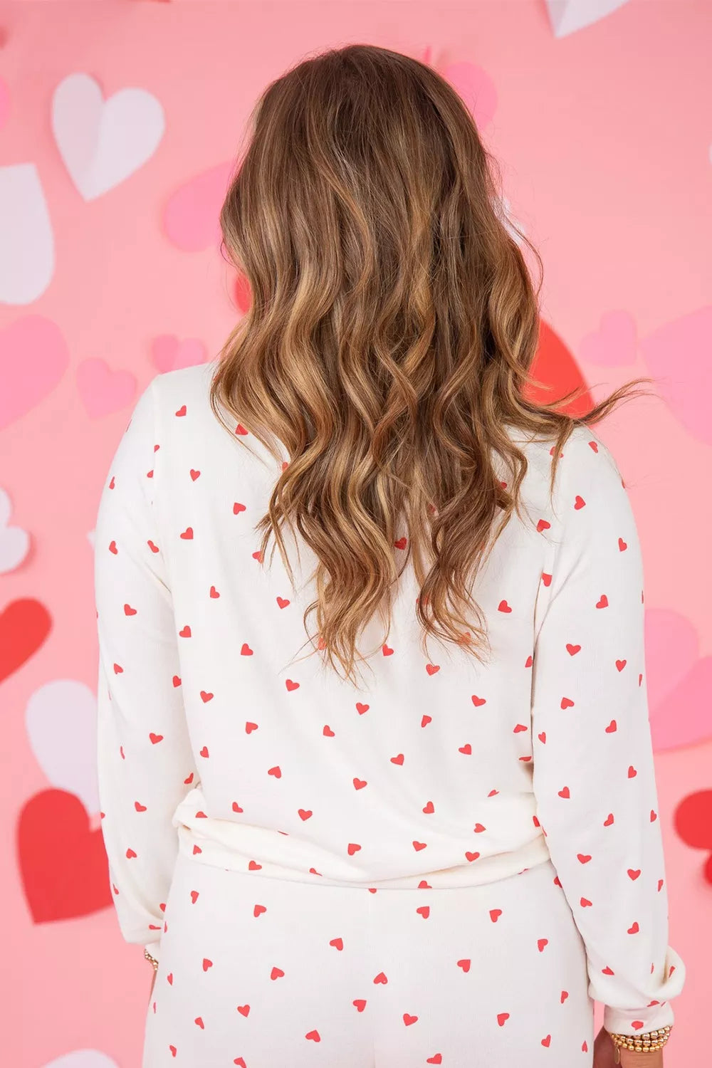 Hearts printed two piece lounge set side