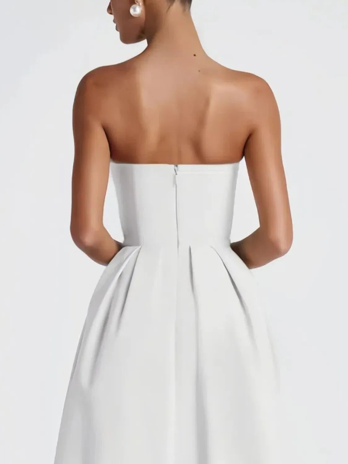 Strapless tube midi dress movement view