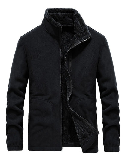 Men's Zip Up Long Sleeve Jacket Black - Fashorio