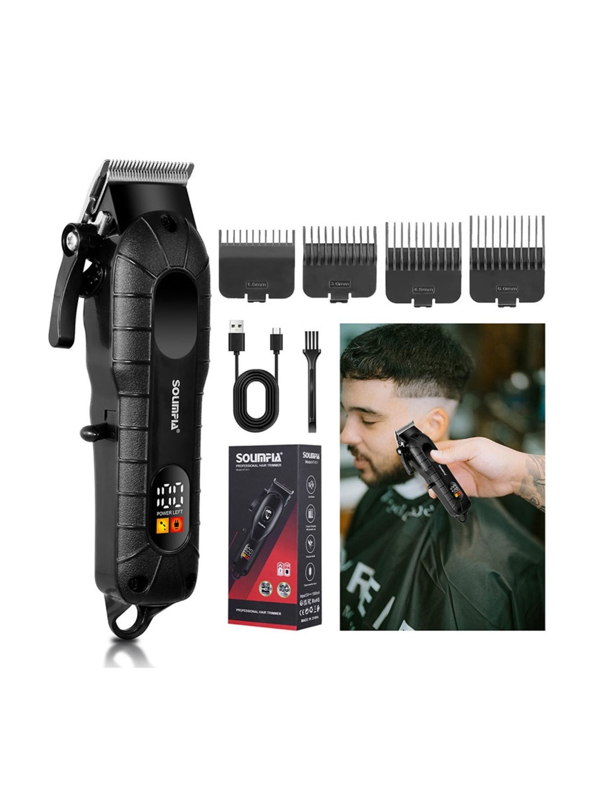 Hair clipper side profile view