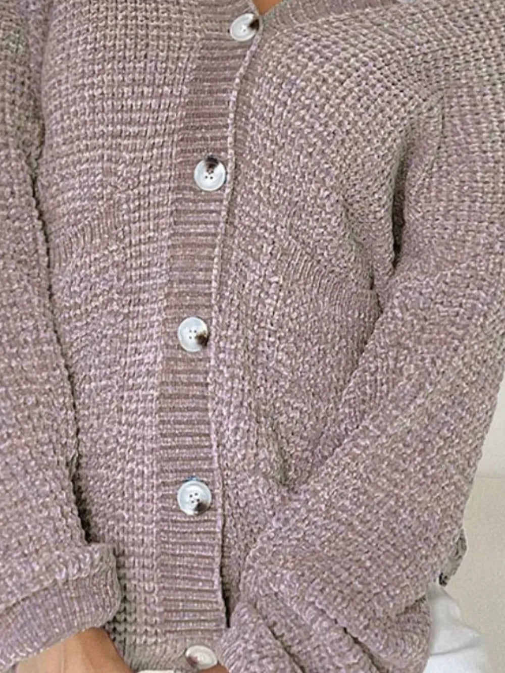Pocketed V-Neck Button Up Cardigan - Fashorio