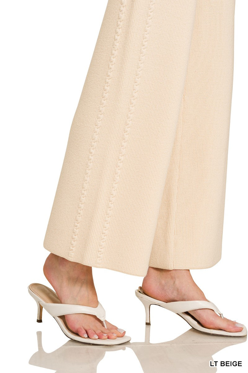 Neutral sweater pants full length
