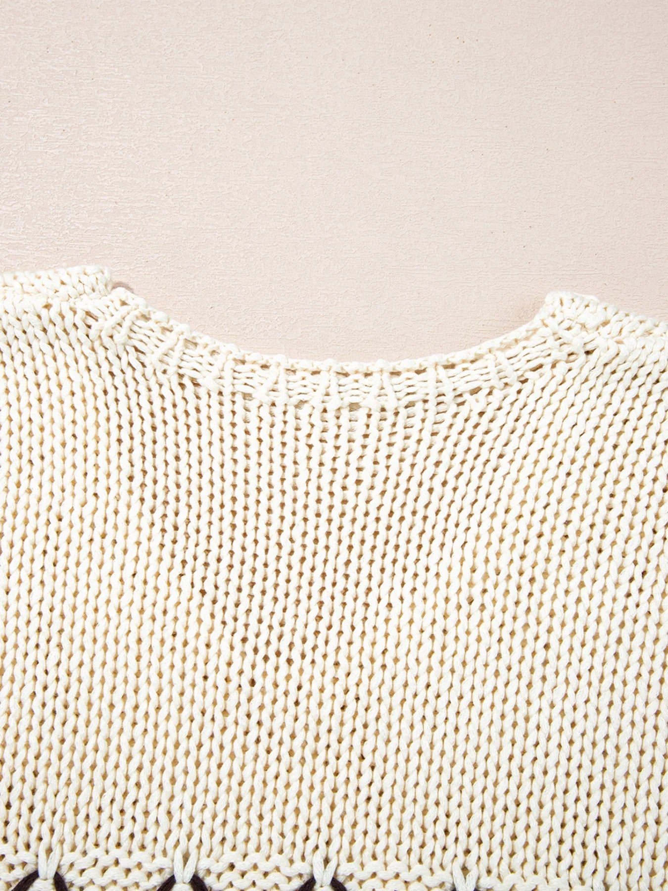 Contrast Stitch Detail V Neck Drop Shoulder Sweater - Fashorio