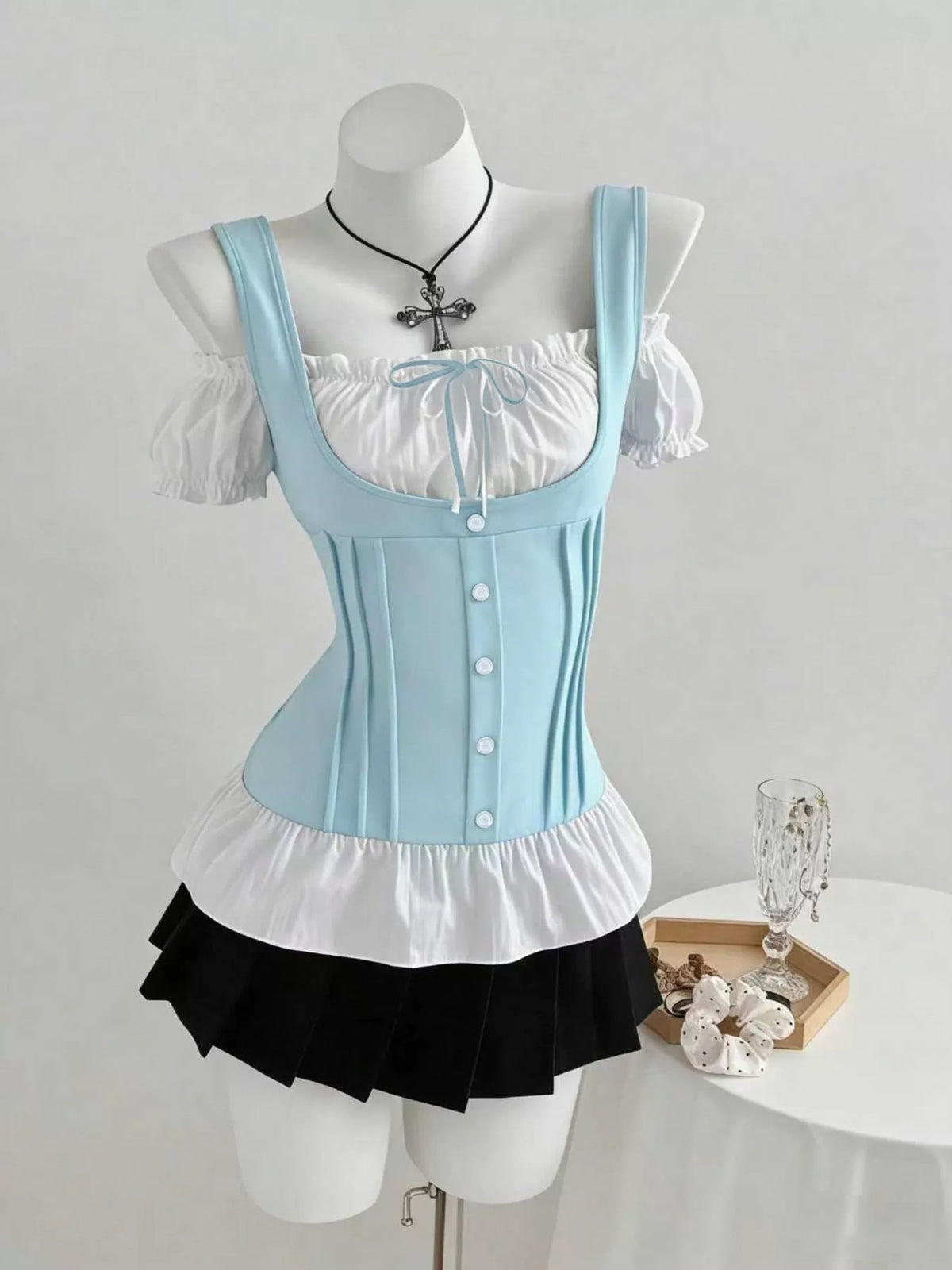 Womens ruched going out top angled view