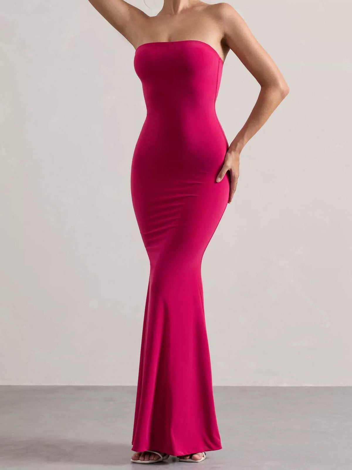 strapless tube bodycon maxi dress front view