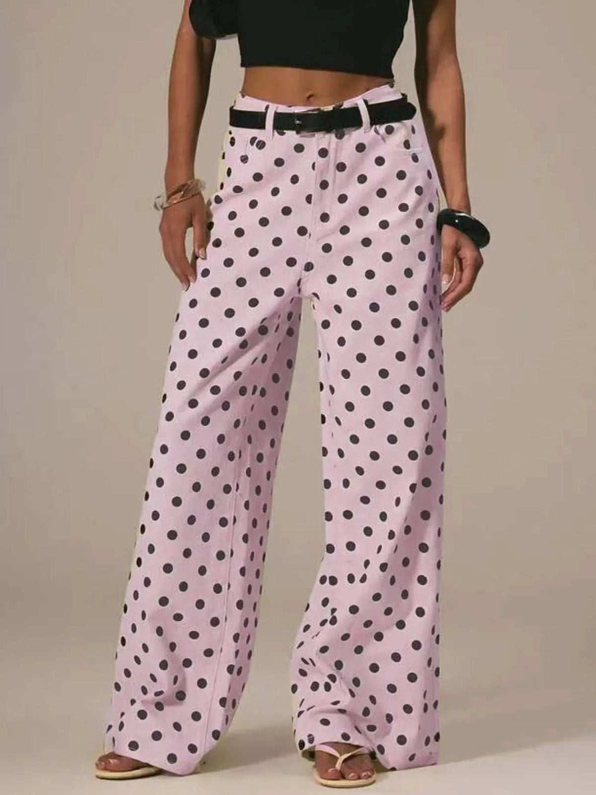 Pastel Polka Dot Wide Leg Jeans, view 7
