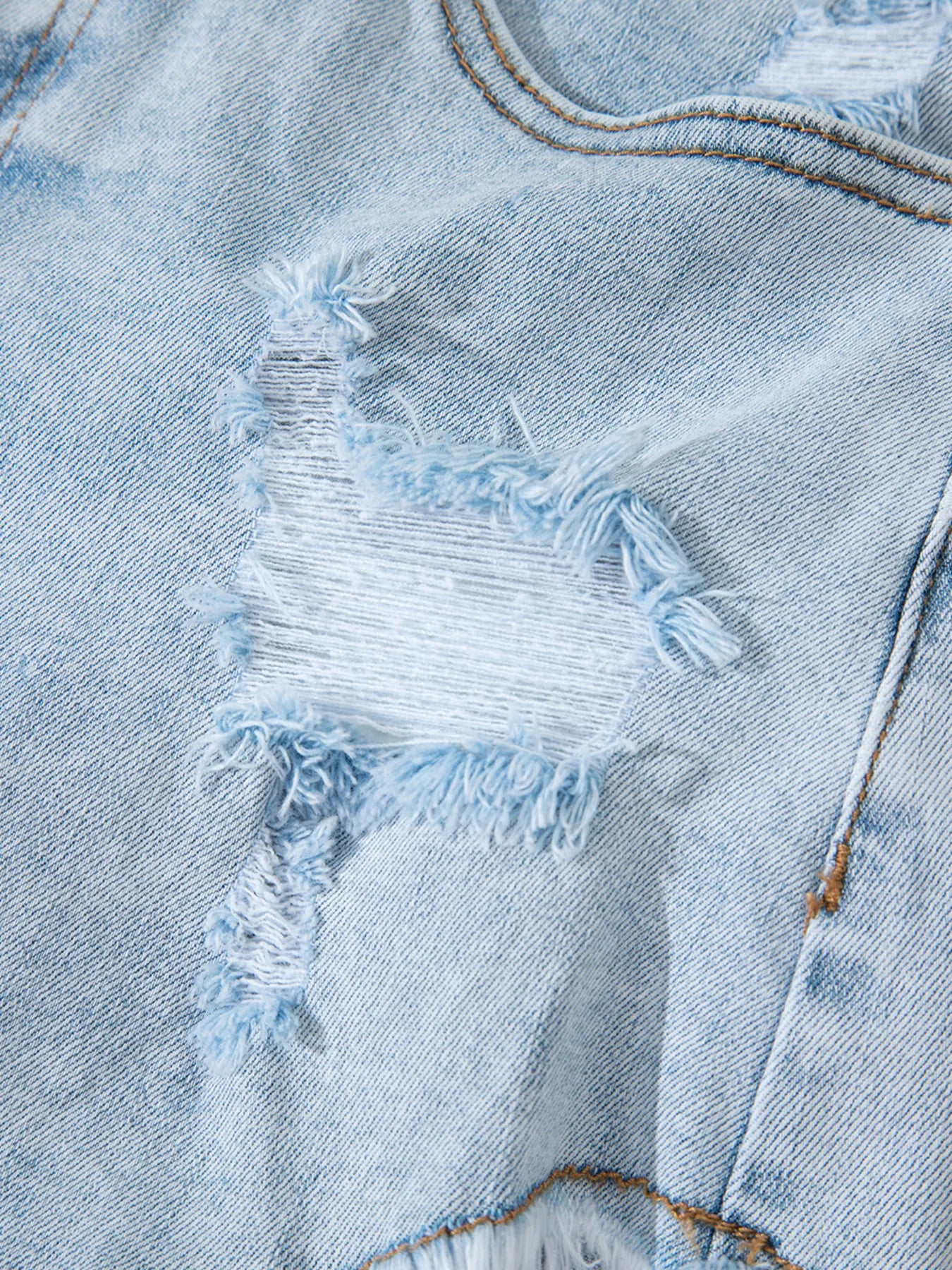 High Rise Distressed Raw Hem Denim Shorts - Fashorio