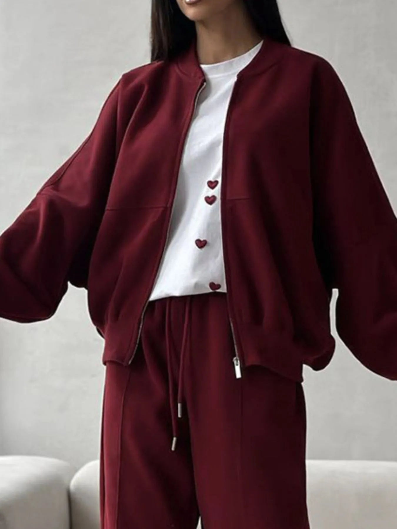 Plus Size Heart Round Neck Short Sleeve T-Shirt - Fashorio