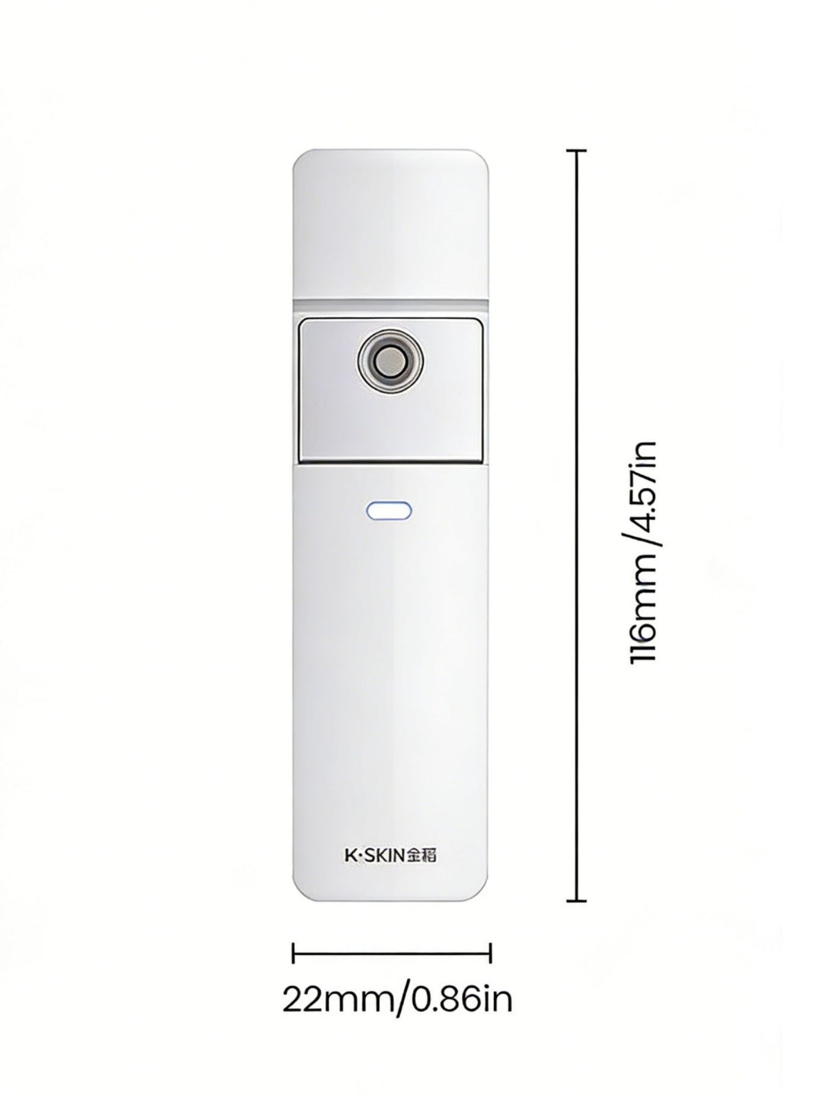 Facial mister device size reference