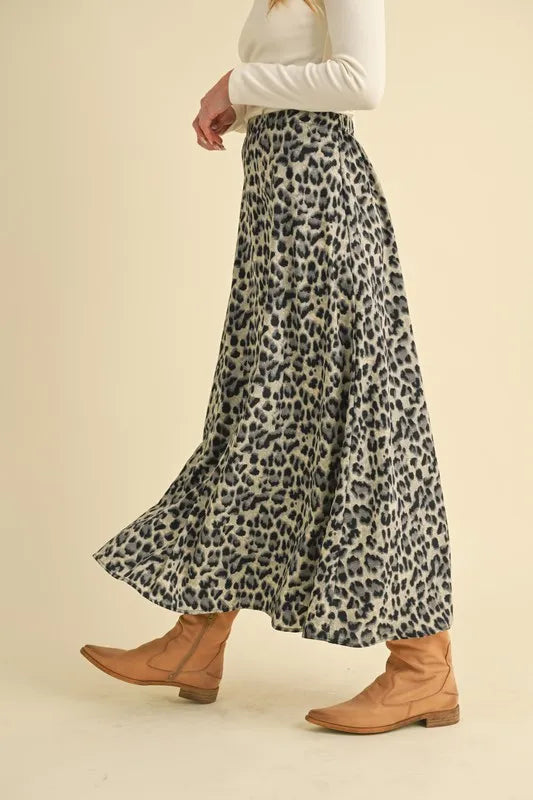Animal print midi skirt side view