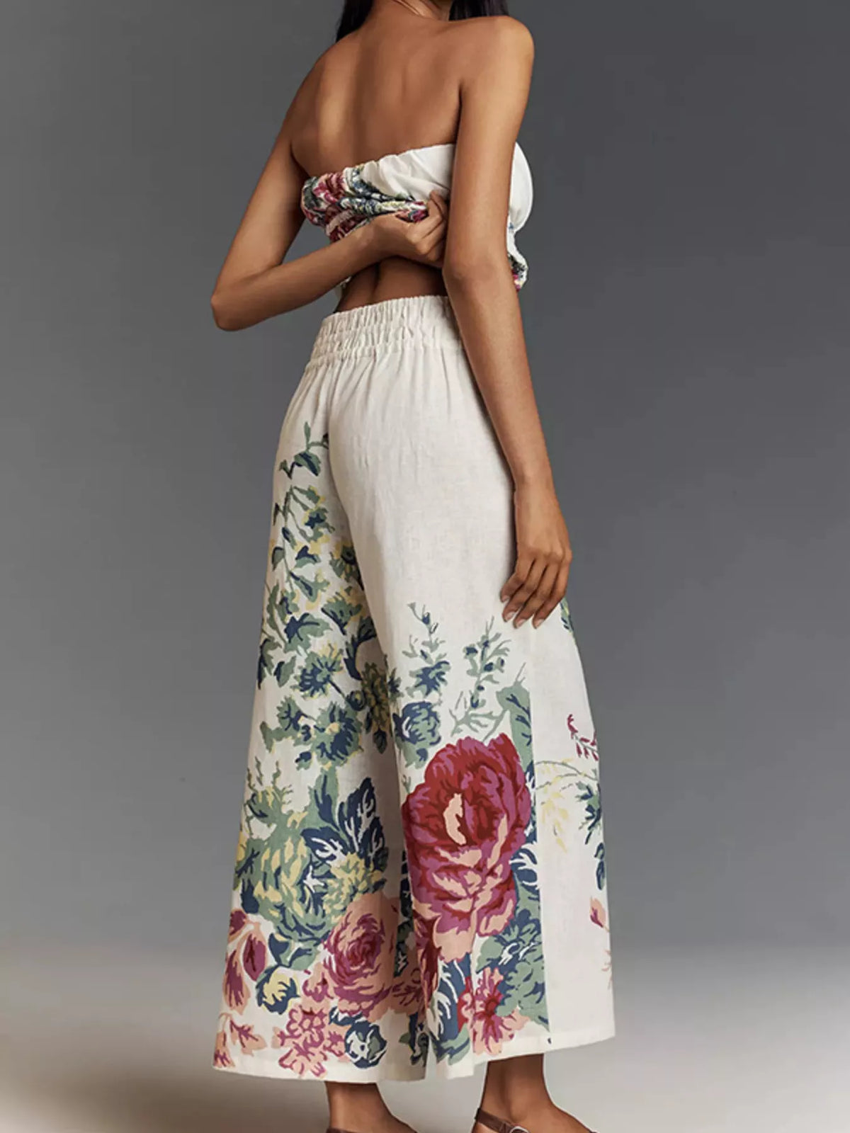 Floral wide leg pants set full length styling