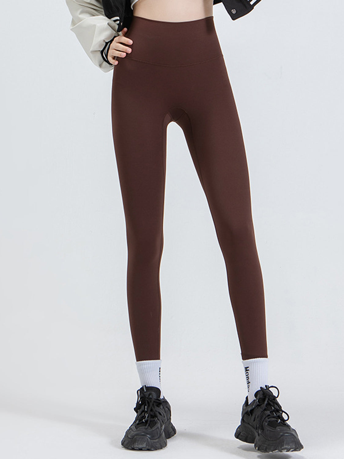 Wide waistband leggings back view