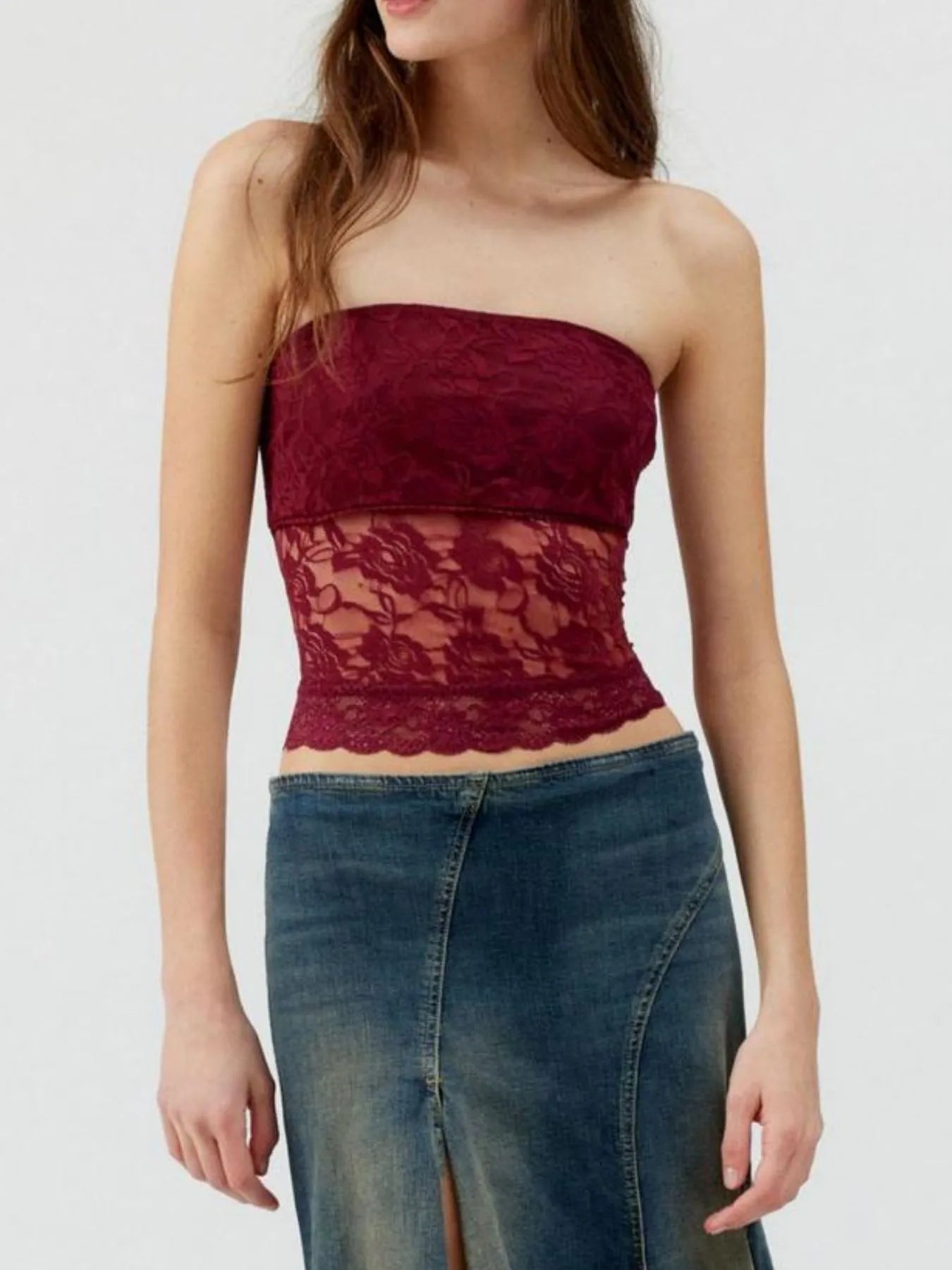 Lace Strapless Tube Top - Fashorio