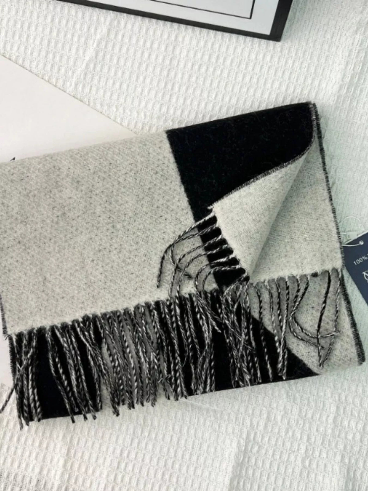 Warm wool wrap scarf shown at full length