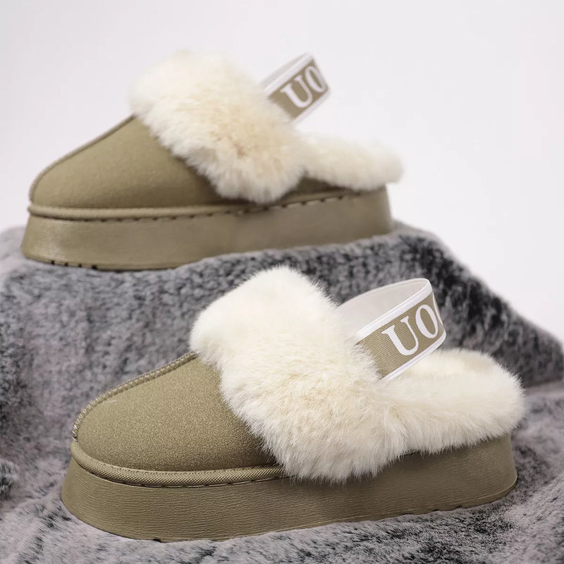 Round toe platform ankle boots in suede front view