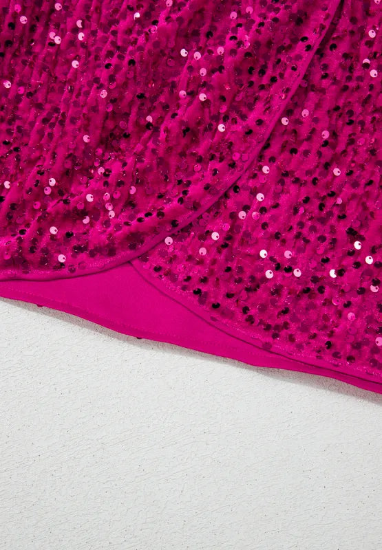 Sequin cocktail mini dress neckline detail