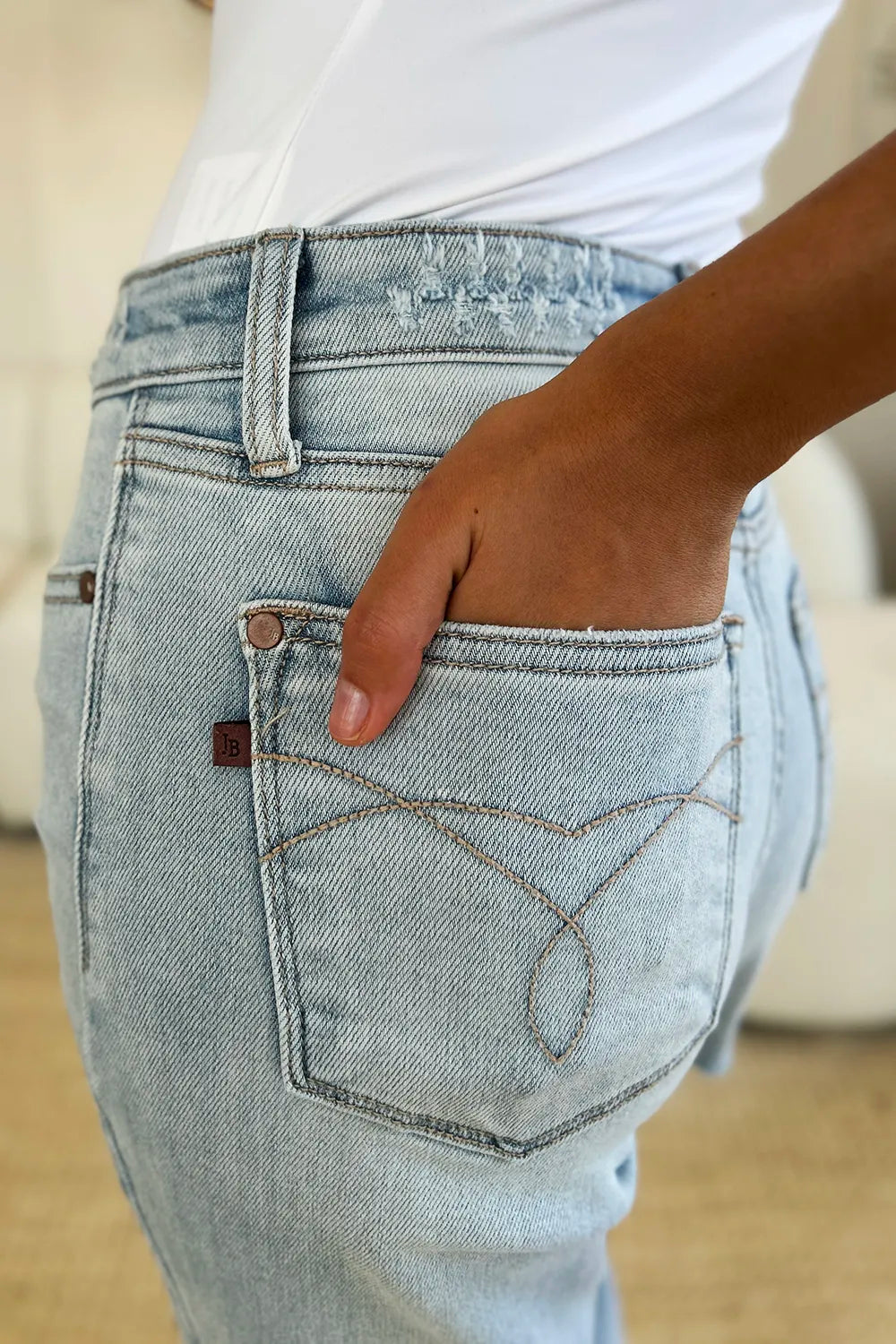 Judy Blue Full Size High Waist Distressed Straight Jeans - Fashorio